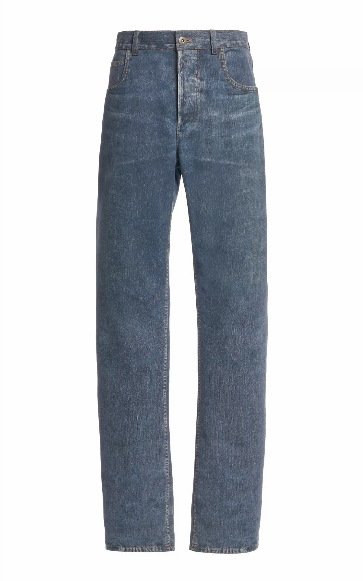 Denim-Printed Leather Trousers by Bottega Veneta