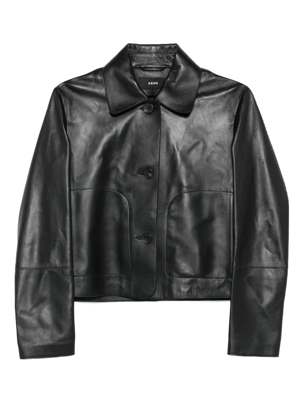 Emy Button-Patch Leather Jacket by Arma