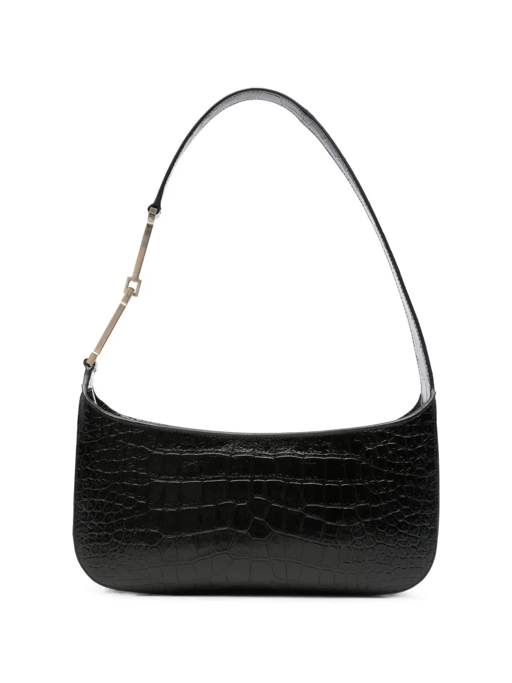 Crocodile-Effect Leather Shoulder Bag