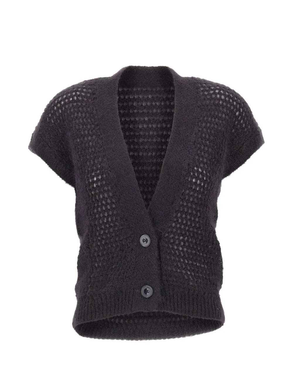 Sleeveless Openwork-Knit Cardigan by Eleventy