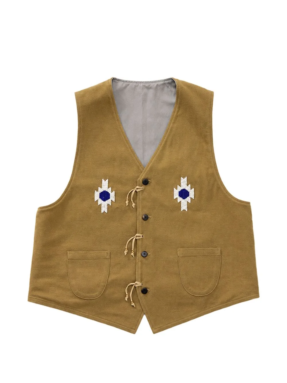 Beaded-Motif Front-Button Gilet by visvim