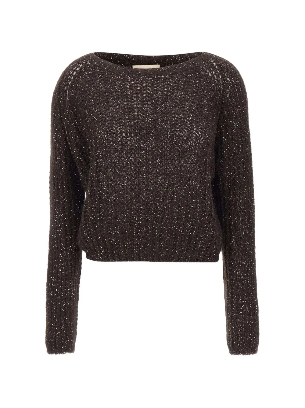 Sequin-Embellished Openwork-Knit Sweater by kaos
