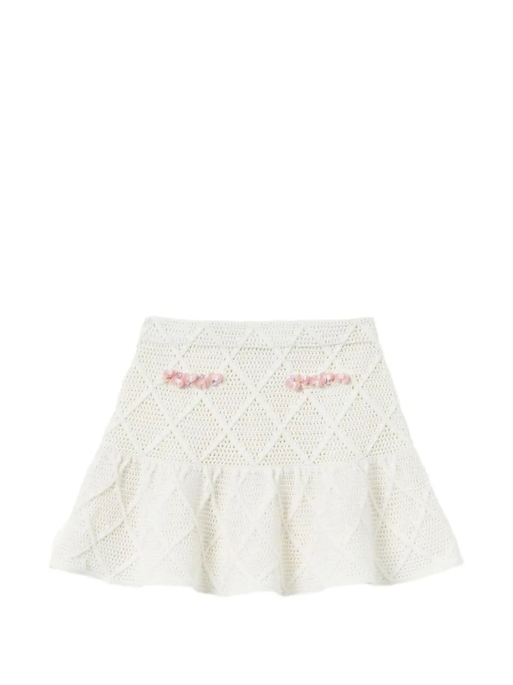 Crochet-Knit Flower-Embellished Skirt by Self-Portrait Kids
