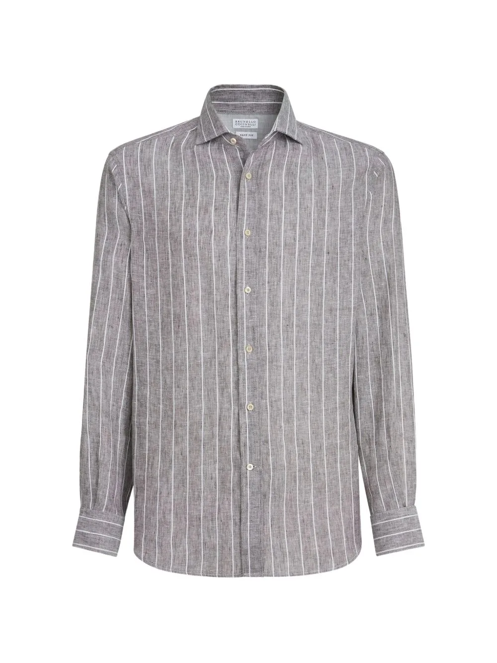 Chalk Stripe Pointed-Collar Shirt by Brunello Cucinelli
