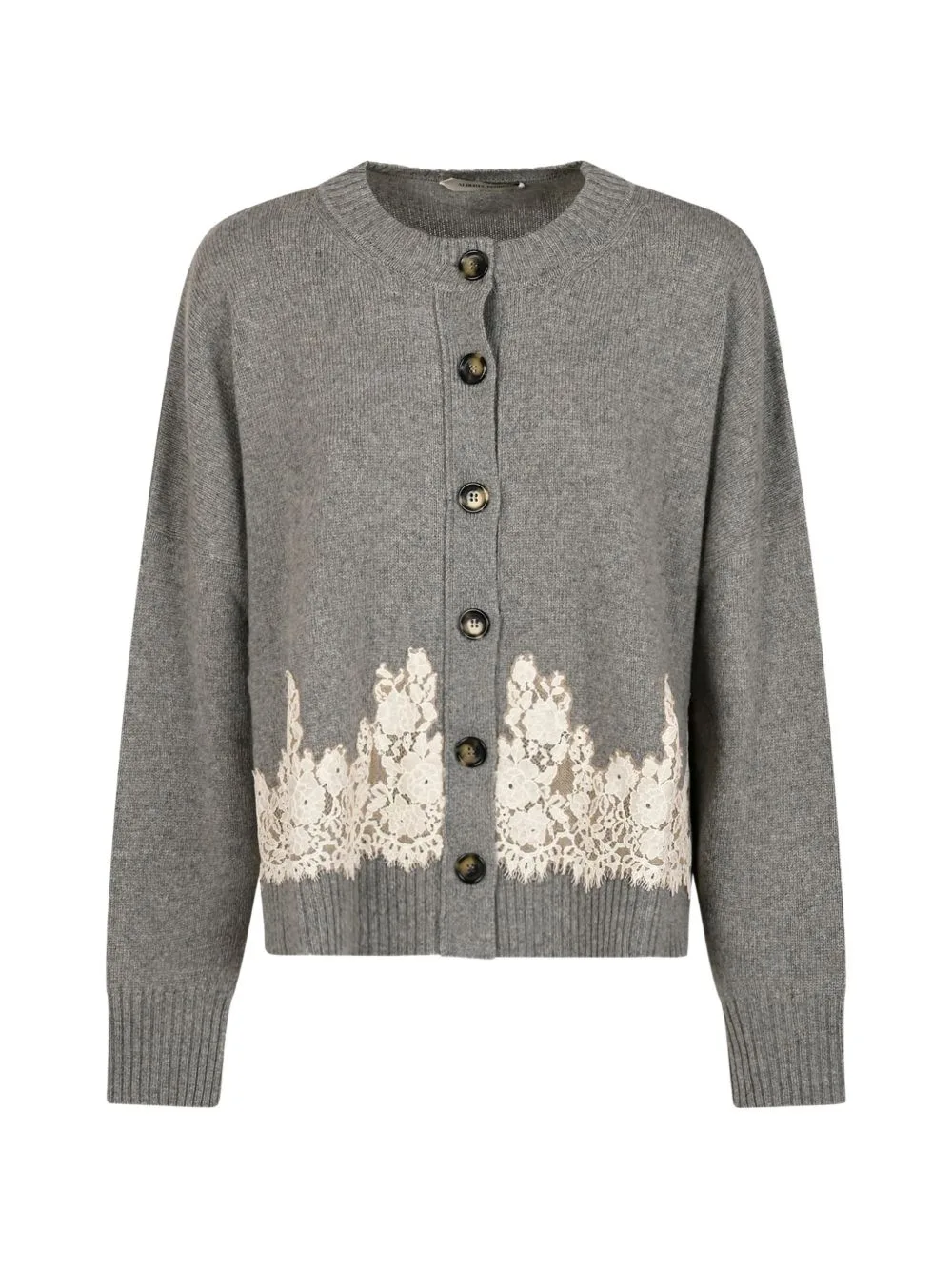 Lace-Trim Button-Up Cardigan by Alberta Ferretti
