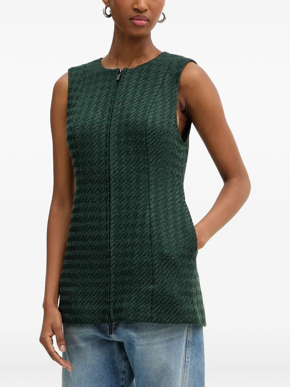 Zip Herringbone Top by Armani Exchange