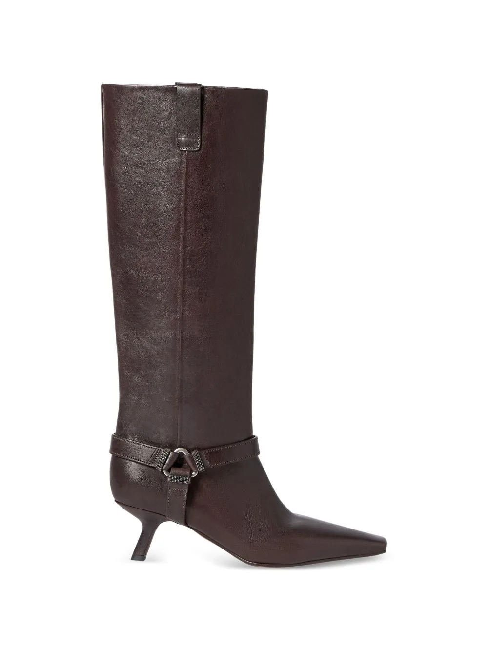 Riding Leather City Boots with Shiny Loops by Brunello Cucinelli
