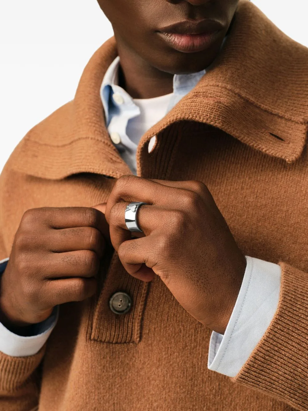 Brass Ring with Hammered Ami De Coeur by AMI Paris
