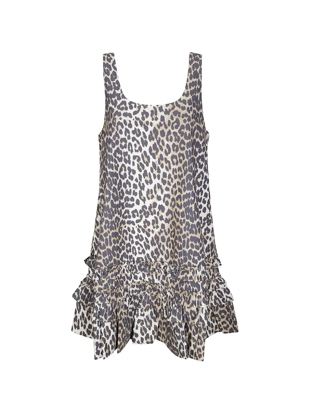 Leopard-Print Ruffled Mini Dress by GANNI