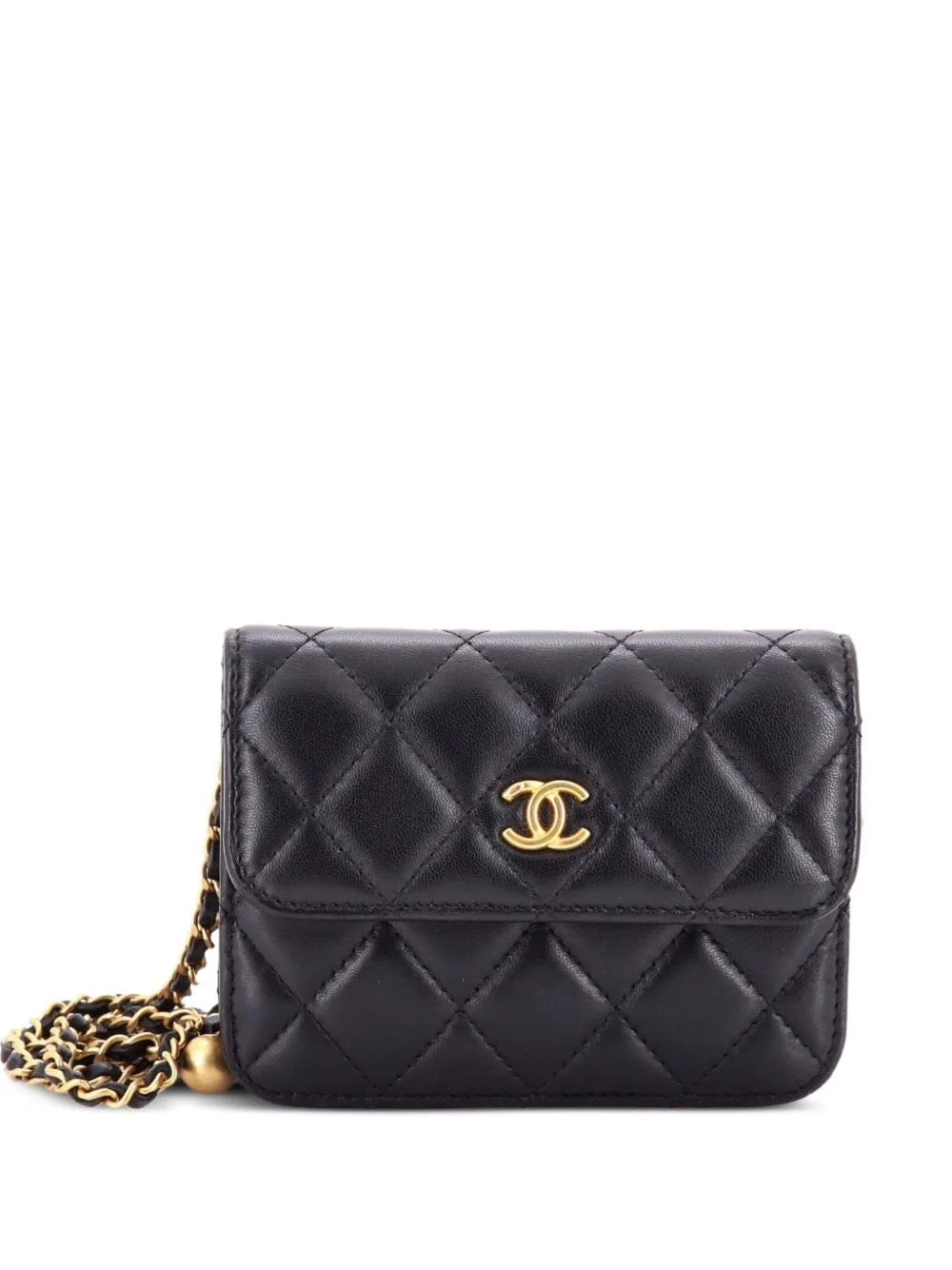Pearl Crush Flap Clutch with Chain Quilted Lambskin Mini Crossbody Bag