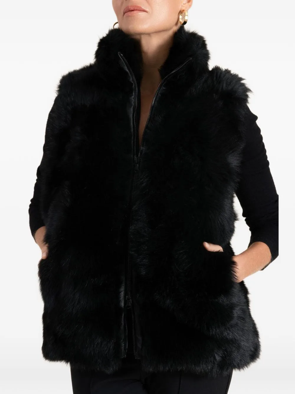 Shearling Funnel-Neck Gilet by Susan Bender