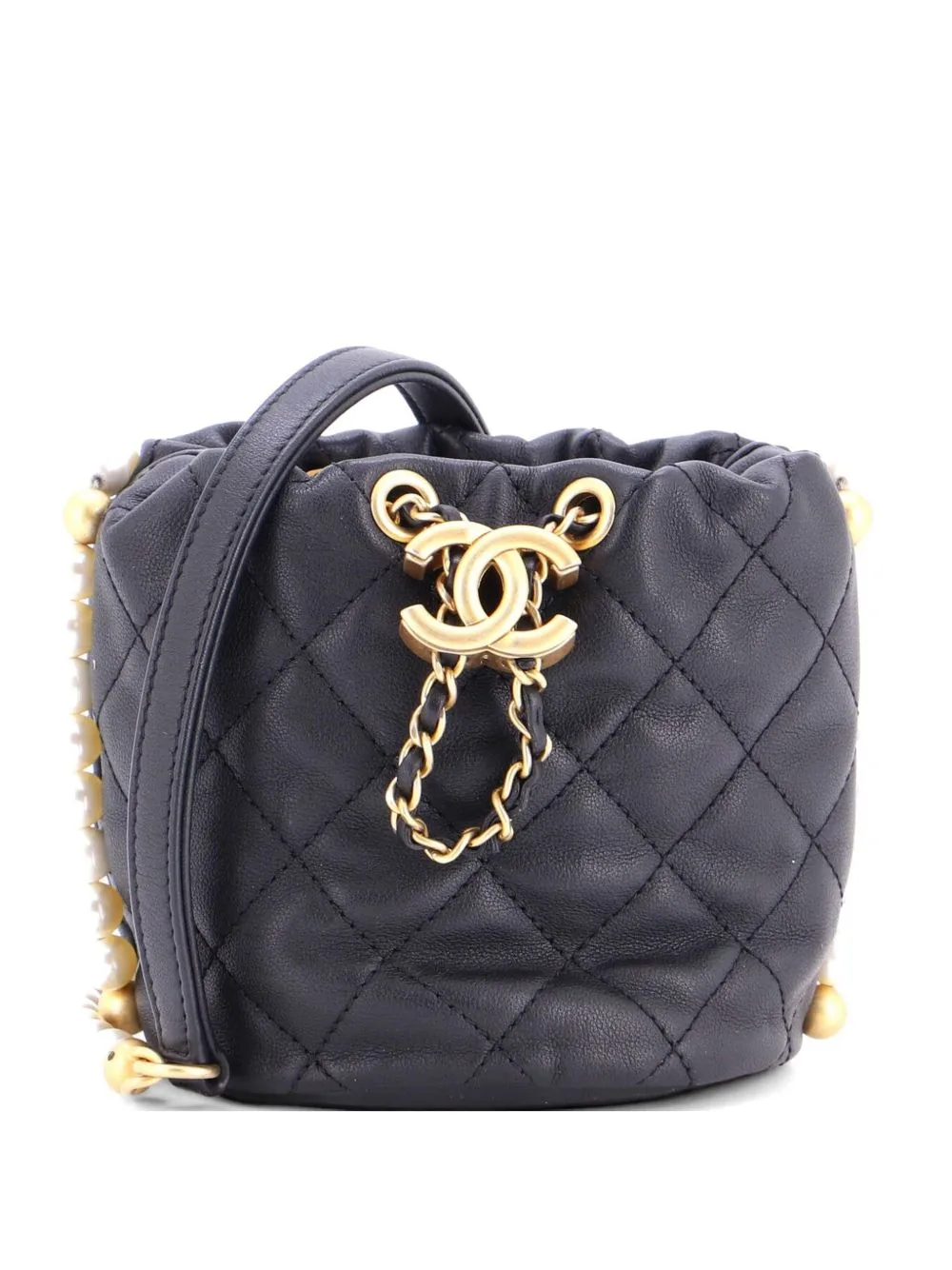 About Pearls Quilted Calfskin Mini Bucket Bag by CHANEL Pre-Owned