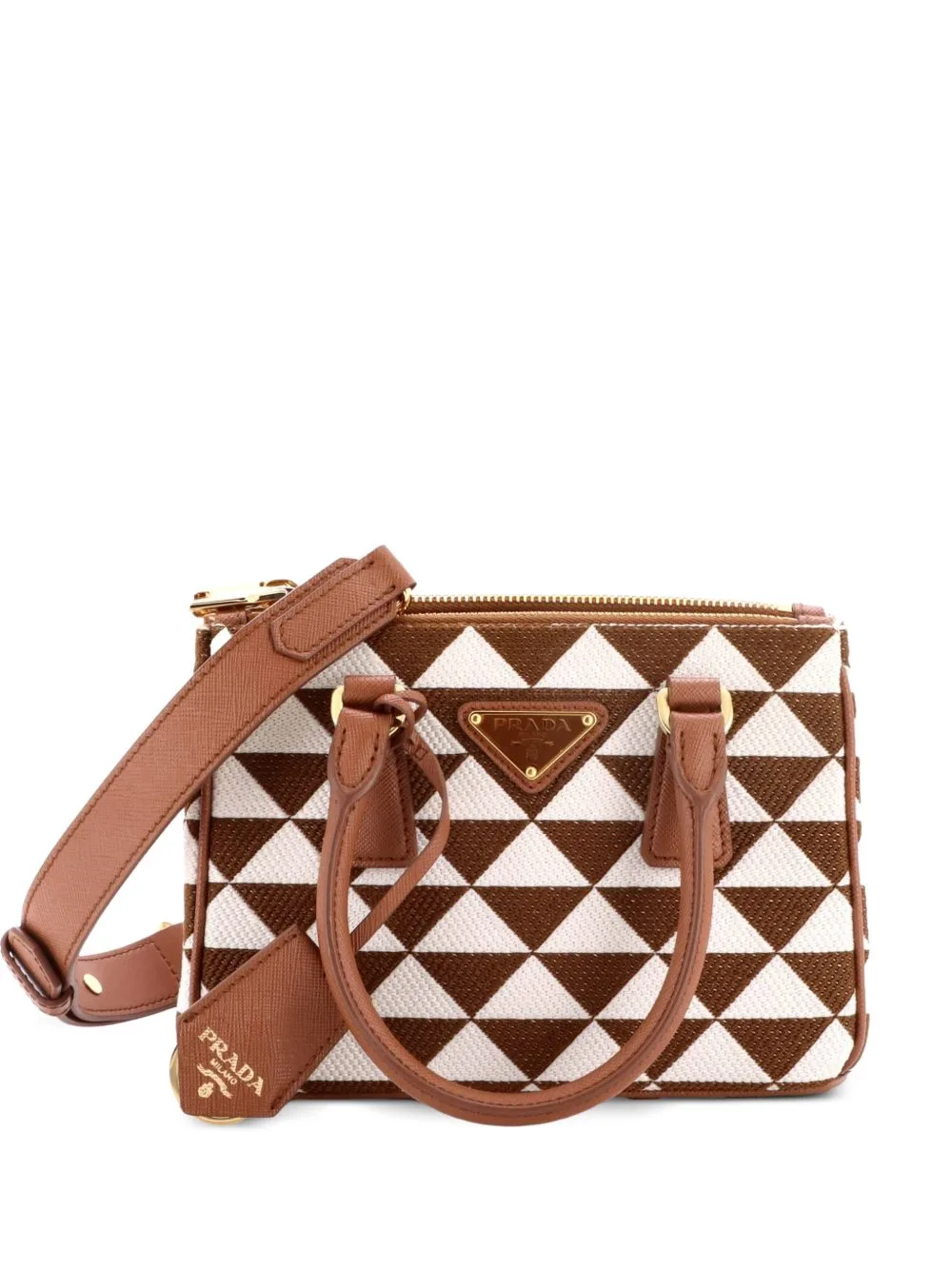 Galleria Double Zip Printed Fabric Mini Tote Bag by Prada Pre-Owned