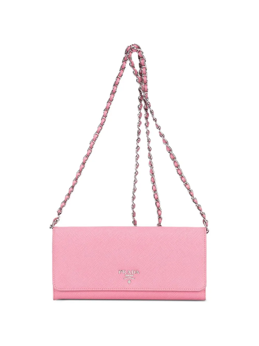 Saffiano-Leather Flap Chain-Strap Wallet by Prada Pre-Owned