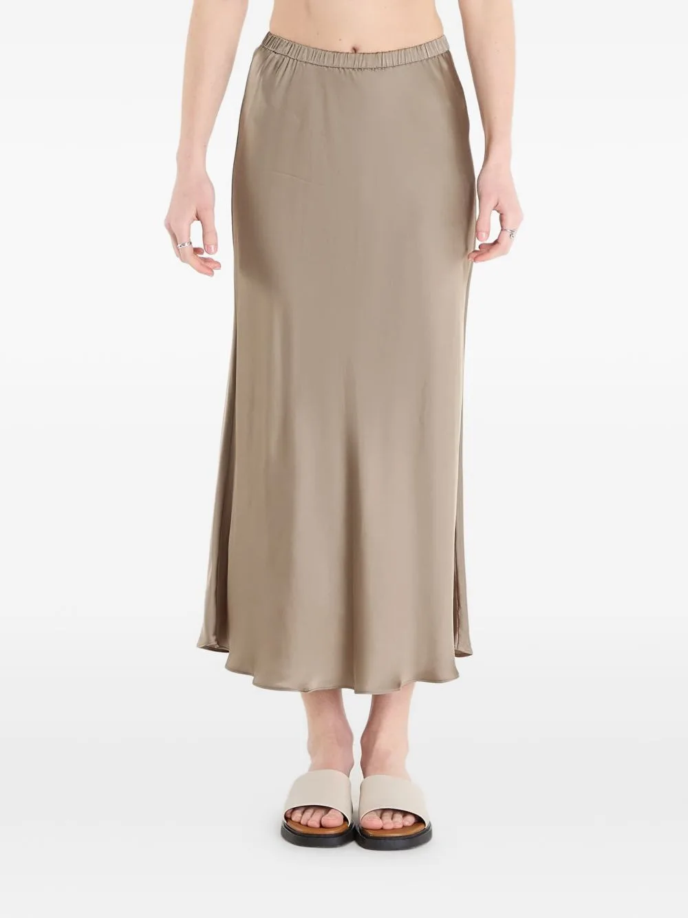 Elasticated-Waist Midi Skirt