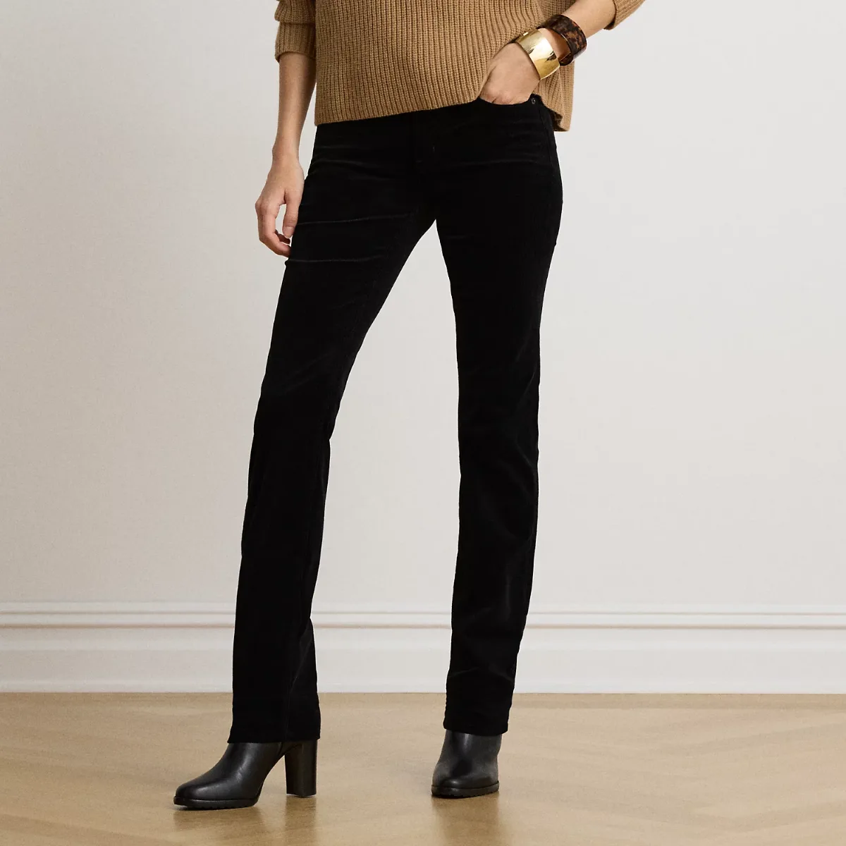 Mid-Rise Corduroy Slim Straight Trousers by Lauren Ralph Lauren