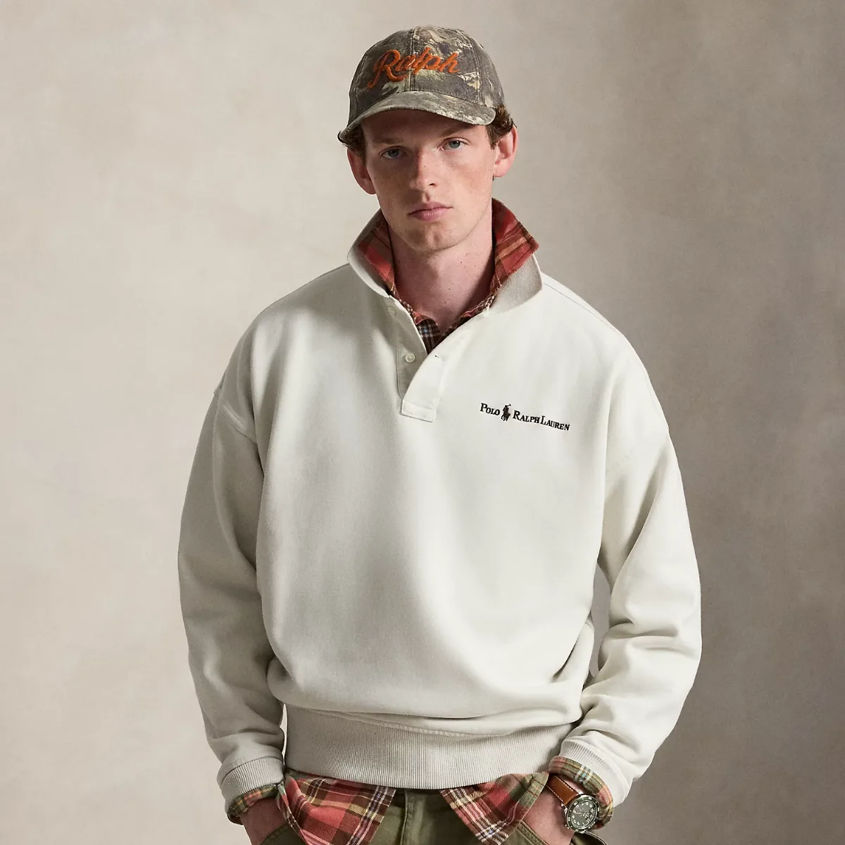 Relaxed Fit Logo Collared Sweatshirt by Polo Ralph Lauren
