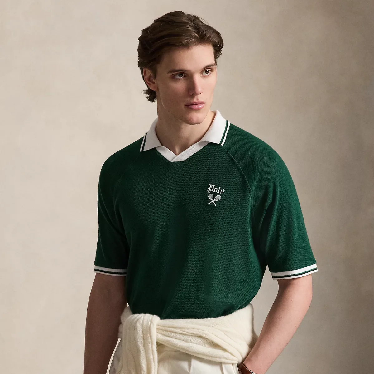 Relaxed Fit Pointelle Jersey Polo Shirt by Polo Ralph Lauren