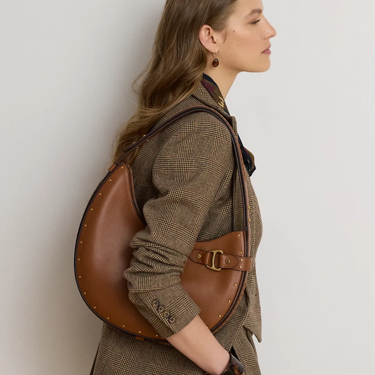 Large Tasha Studded Leather Shoulder Bag