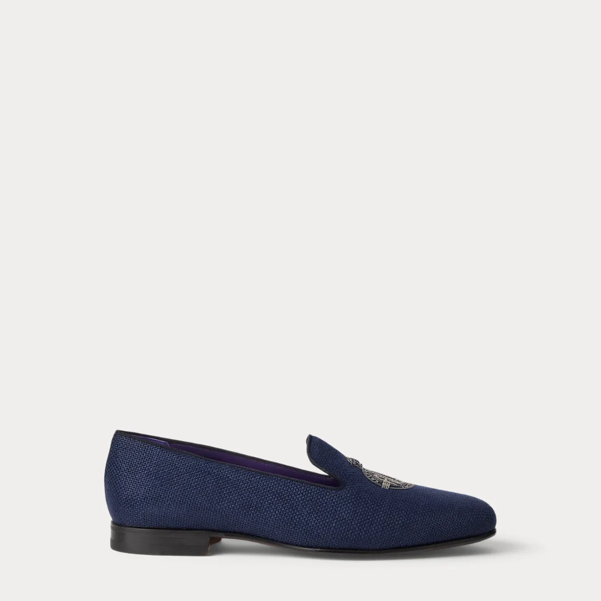Alonzo Bullion Crest Linen Slipper by Ralph Lauren Purple Label