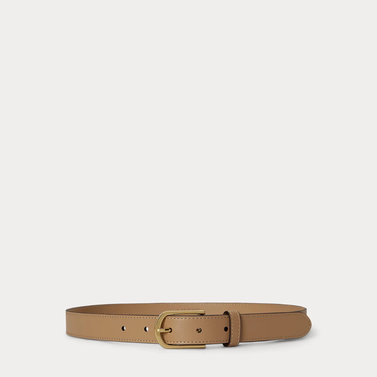 Rounded-Buckle Leather Skinny Belt by Lauren Ralph Lauren