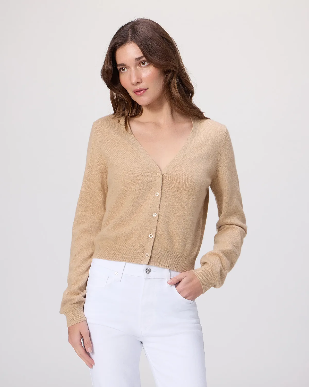 Brioche Cardigan - Sand Heather Cashmere by PAIGE
