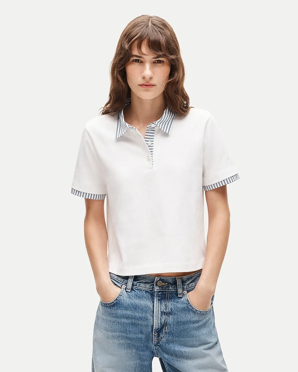 Poplin-Collar Polo in Mariner Cotton by J.Crew