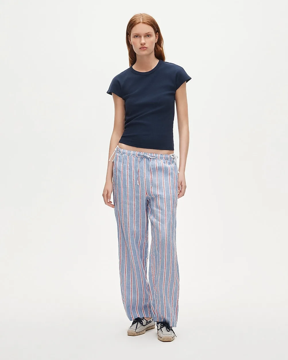 Soleil Pant in Striped Linen by J.Crew