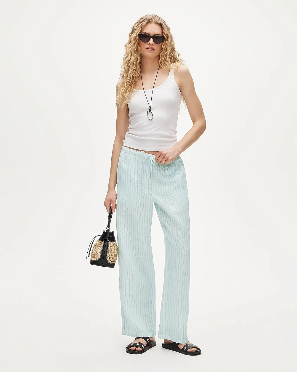 Soleil Pant in Striped Linen by J.Crew