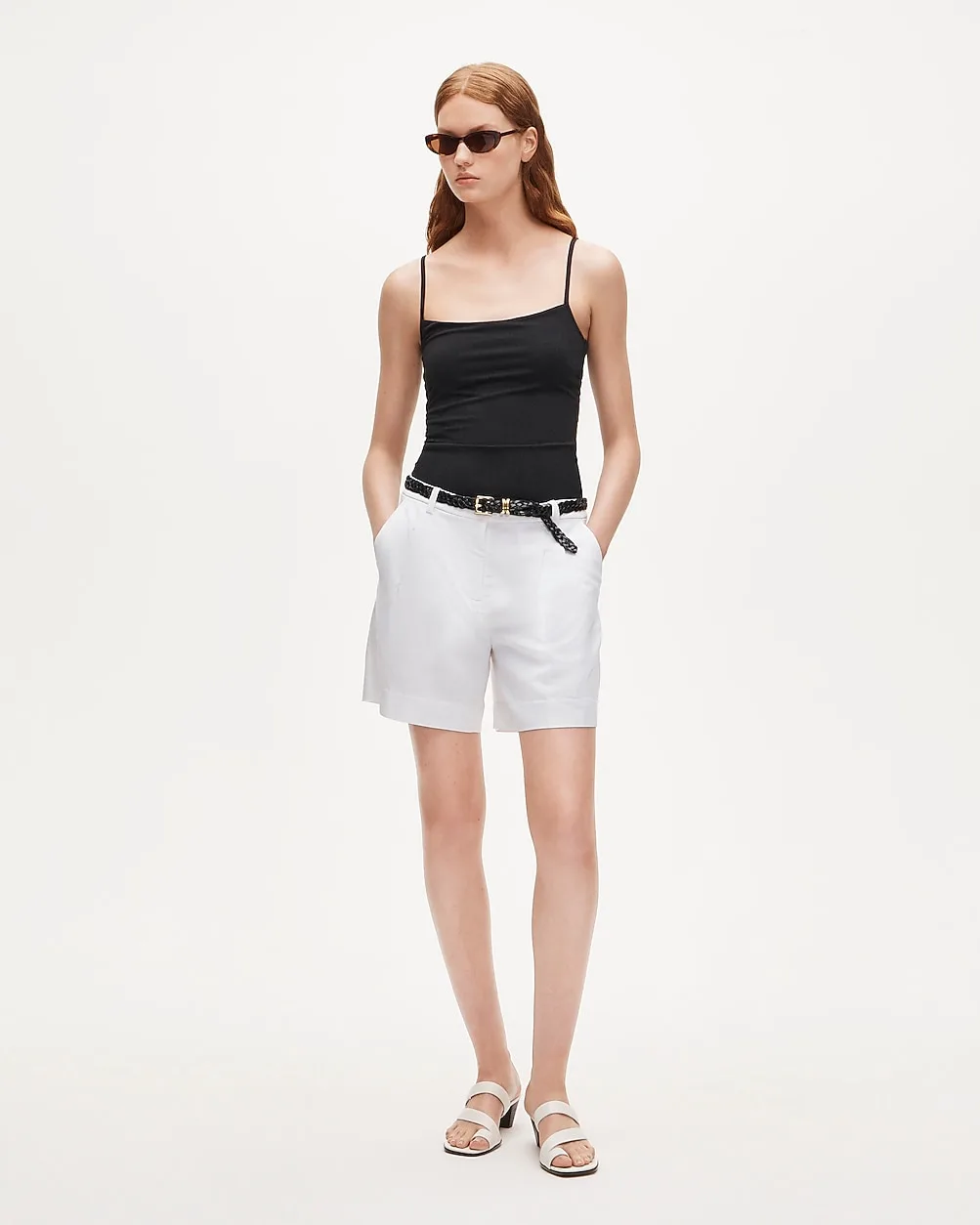 Pleated Trouser Short in Gramercy Linen Blend by J.Crew