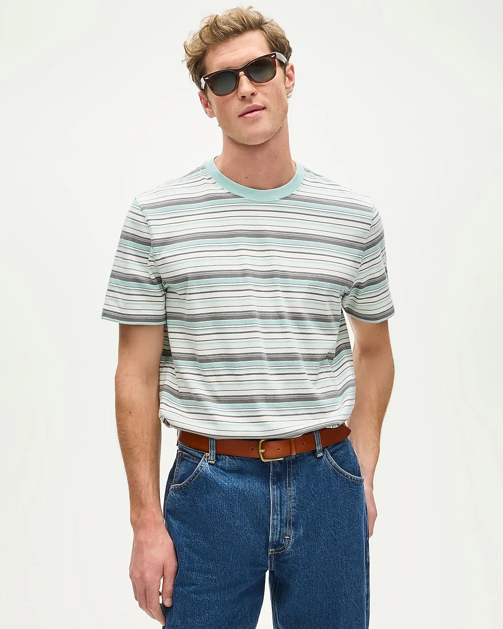 Vintage-Wash Cotton T-Shirt in Stripe by J.Crew