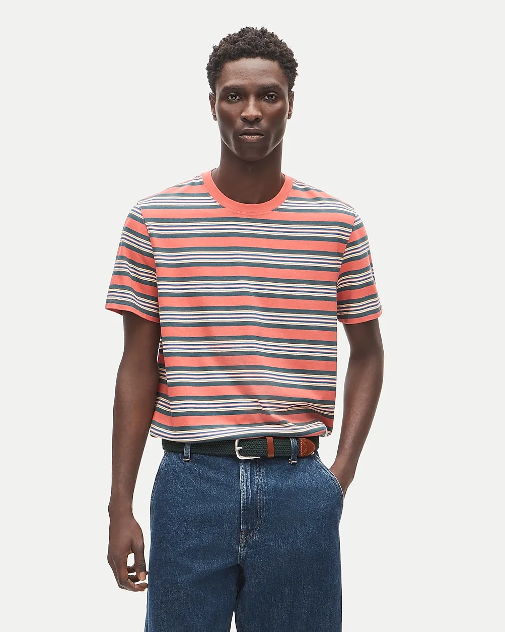 Vintage-Wash Cotton T-Shirt in Stripe by J.Crew
