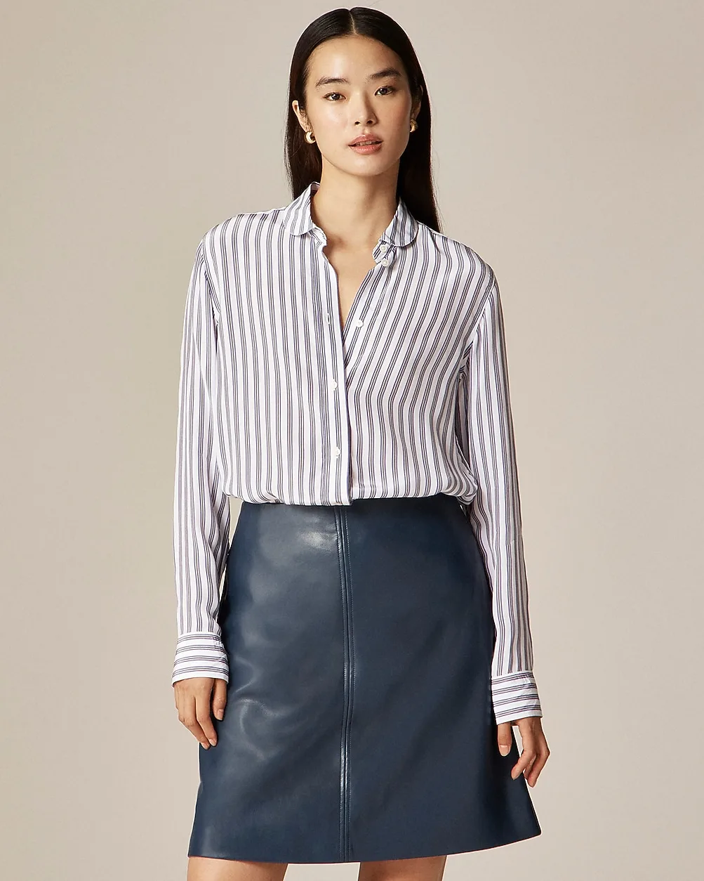 Jules Classic-Fit Shirt in Striped Crepe De Chine by J.Crew