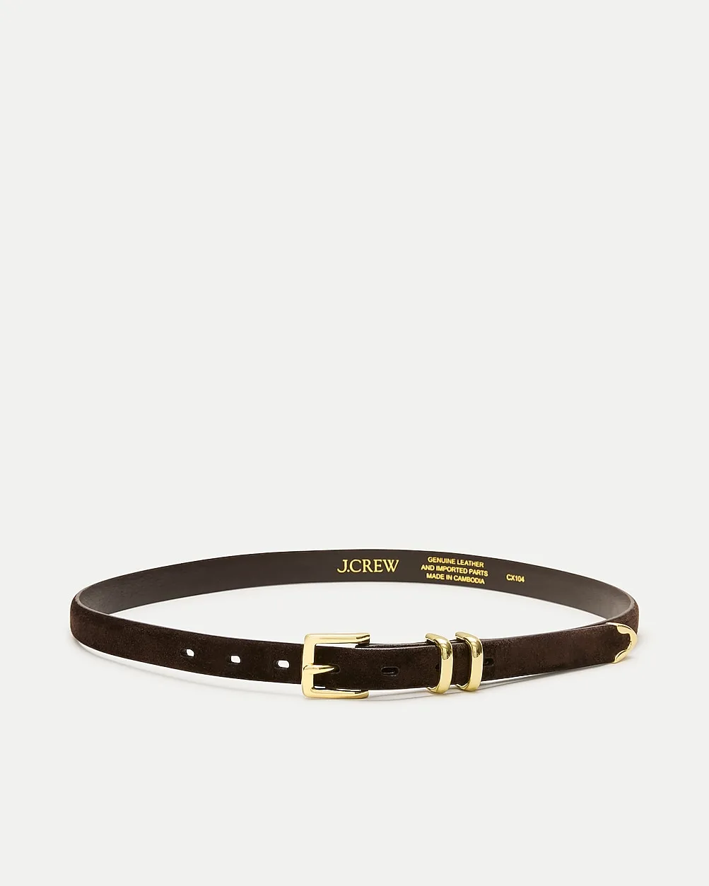 Thin Tipped Belt in Suede by J.Crew