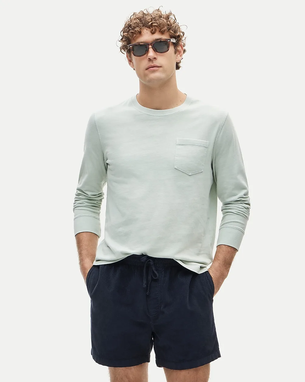 Long-Sleeve Vintage-Wash Cotton Pocket T-Shirt by J.Crew
