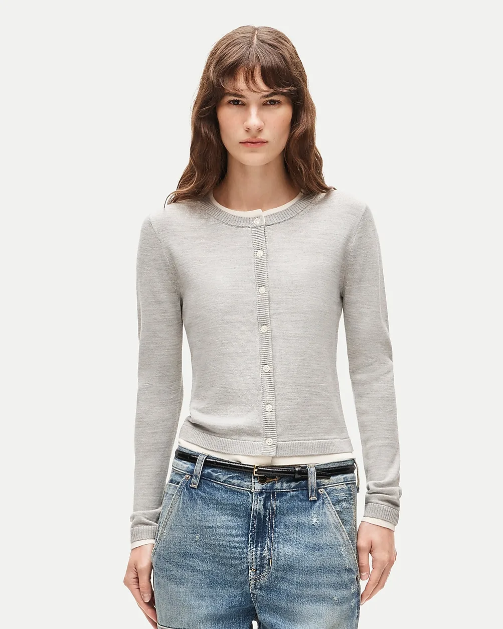 Double-Layer Cardigan in Merino Wool