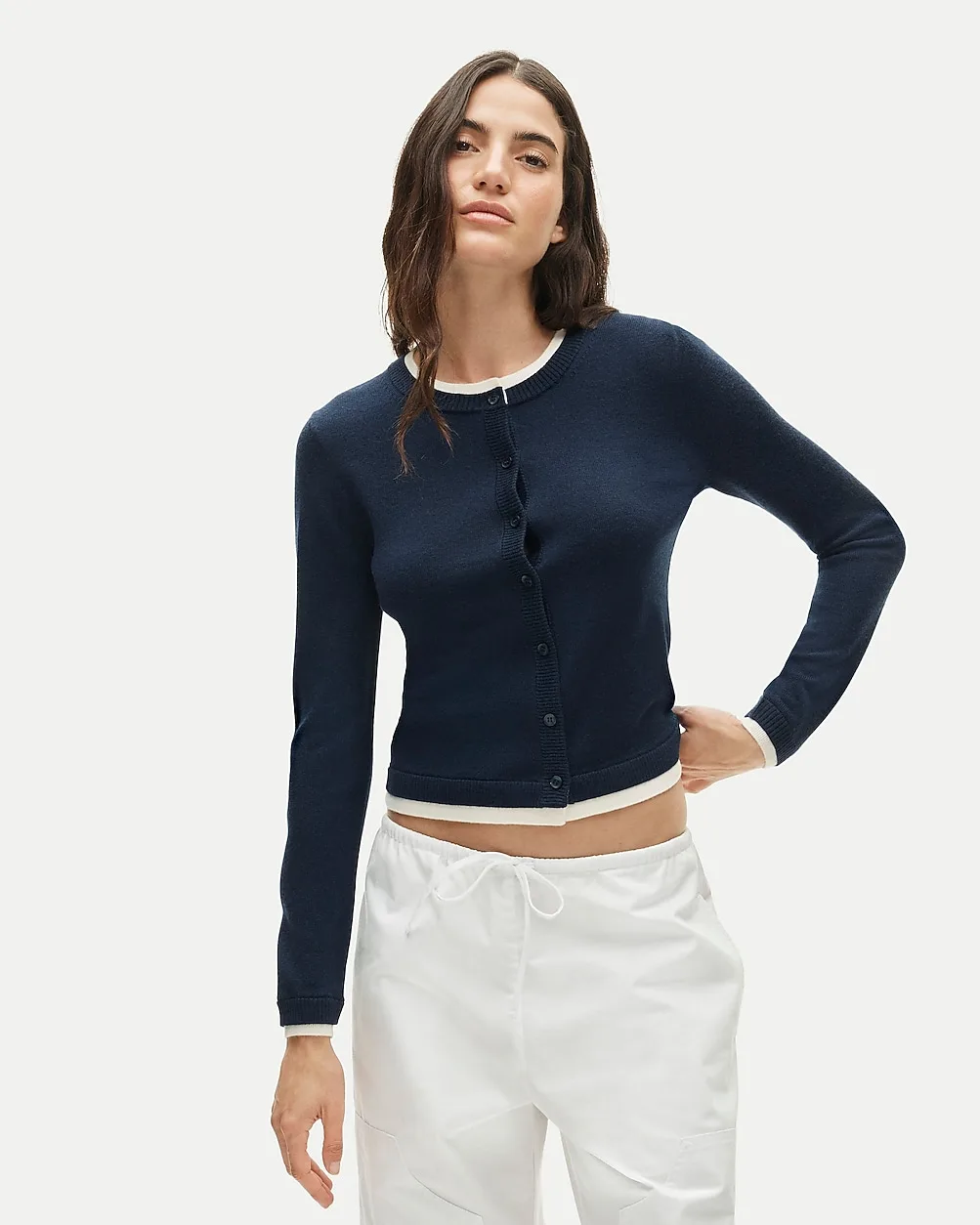 Double-Layer Cardigan in Merino Wool
