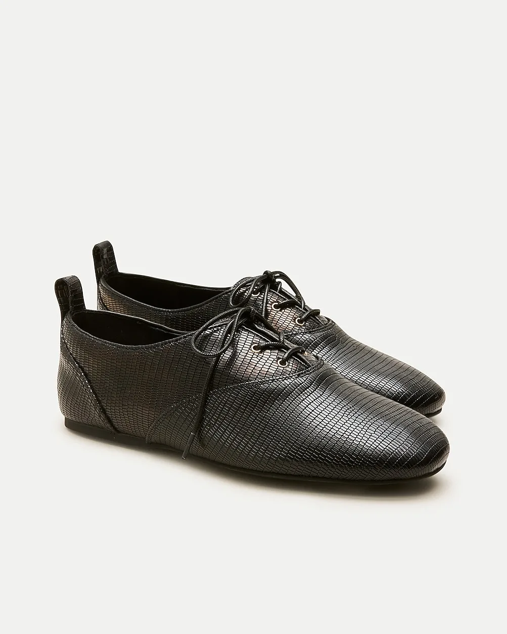 Verona Lace-Up Flats in Lizard-Embossed Leather by J.Crew