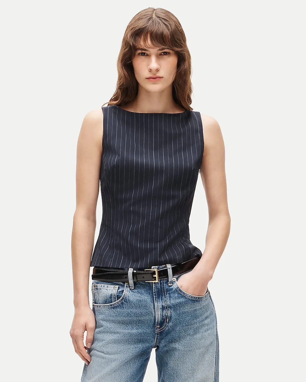 Shell Top in Striped Lightspun Wool Blend by J.Crew