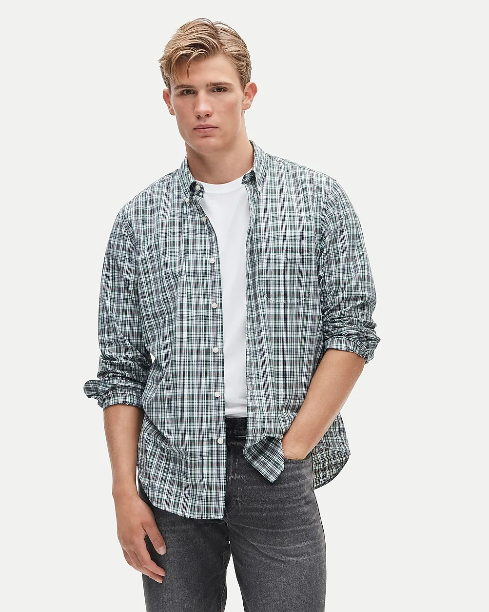 Poplin Shirt with Button-Down Collar by J.Crew