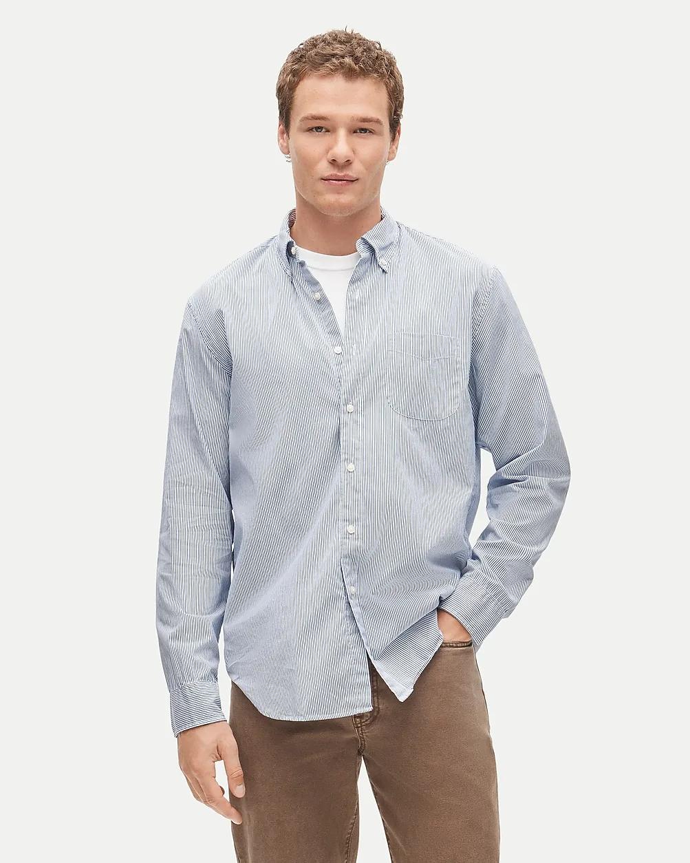 Poplin Shirt with Button-Down Collar
