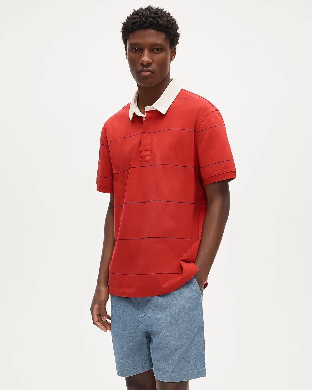 Short-Sleeve Rugby Shirt in Stripe by J.Crew