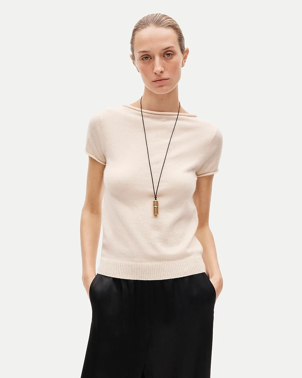 Rolled Cashmere Boatneck Sweater-Tee by J.Crew