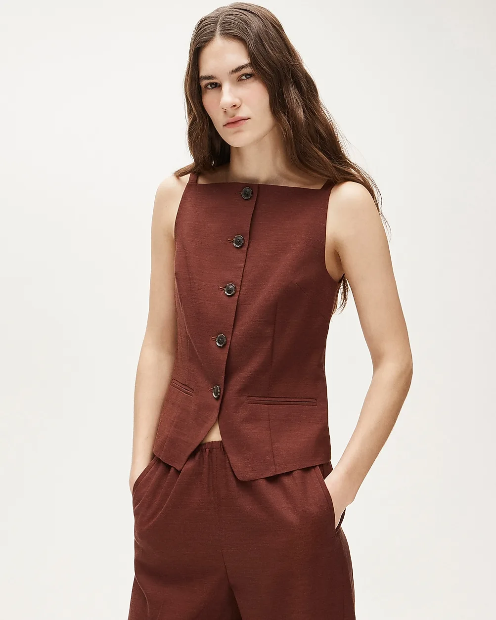 Button-Up Cutaway Tank Top in Gramercy Linen Blend by J.Crew