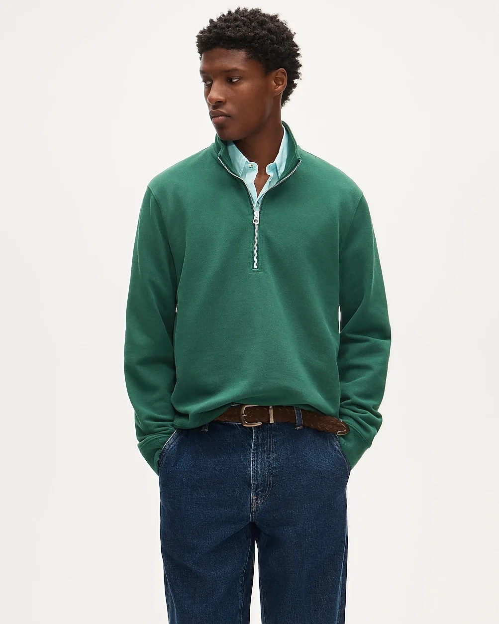 Washed Court Terry Quarter-Zip Pullover by J.Crew