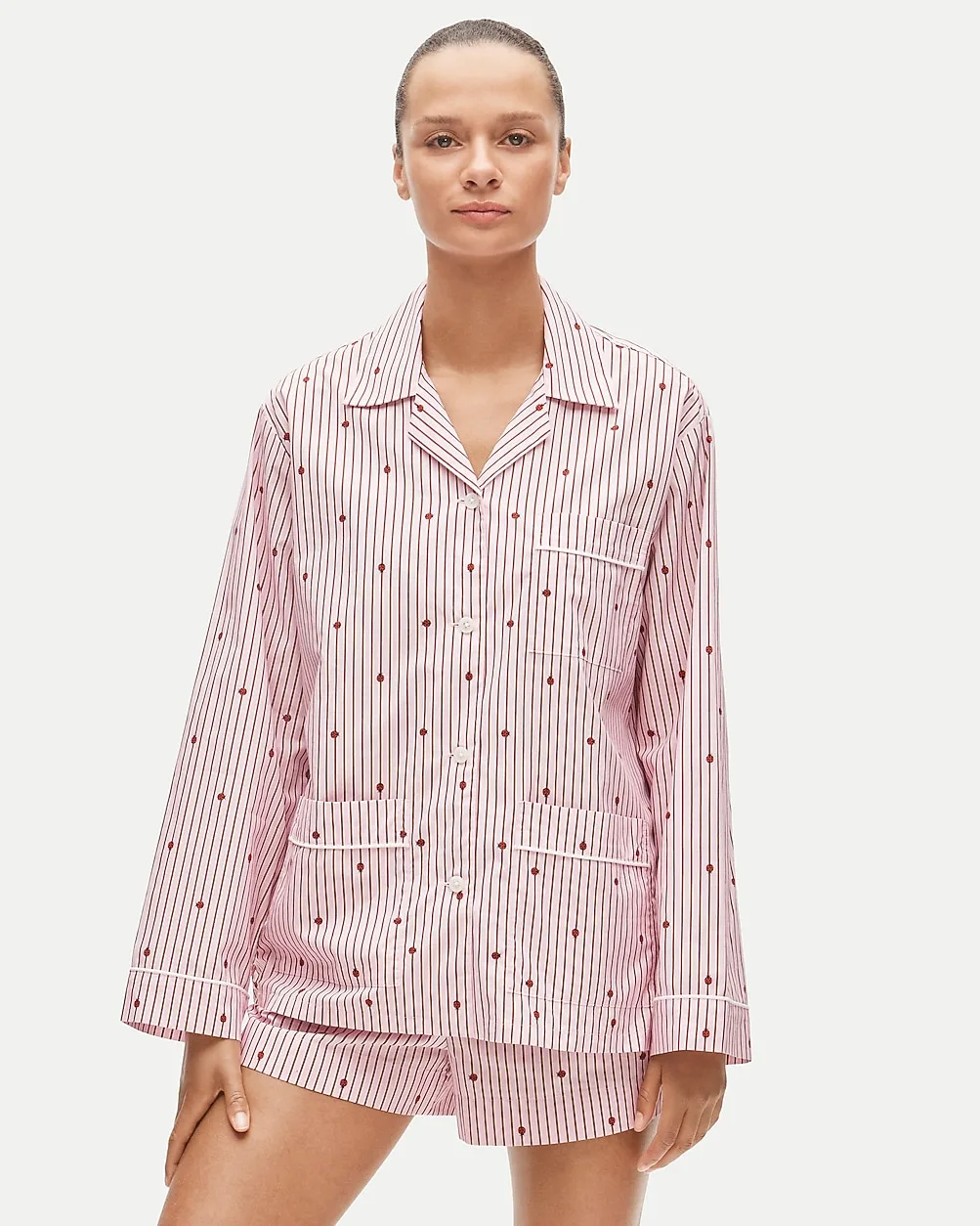 Ladybug Embroidered Pajama Short Set in Cotton Poplin by J.Crew