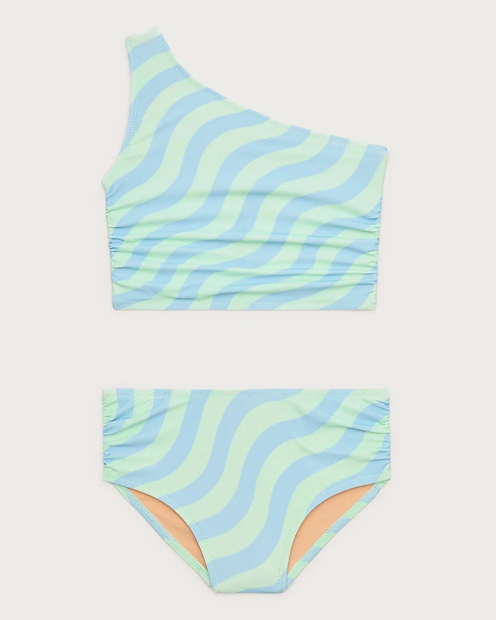 Ruched One-Shoulder Two-Piece Swimsuit by J.Crew