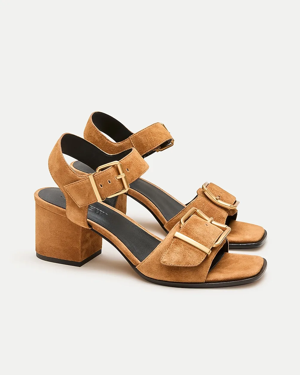 Dylan Buckle Block-Heel Sandals in Suede by J.Crew