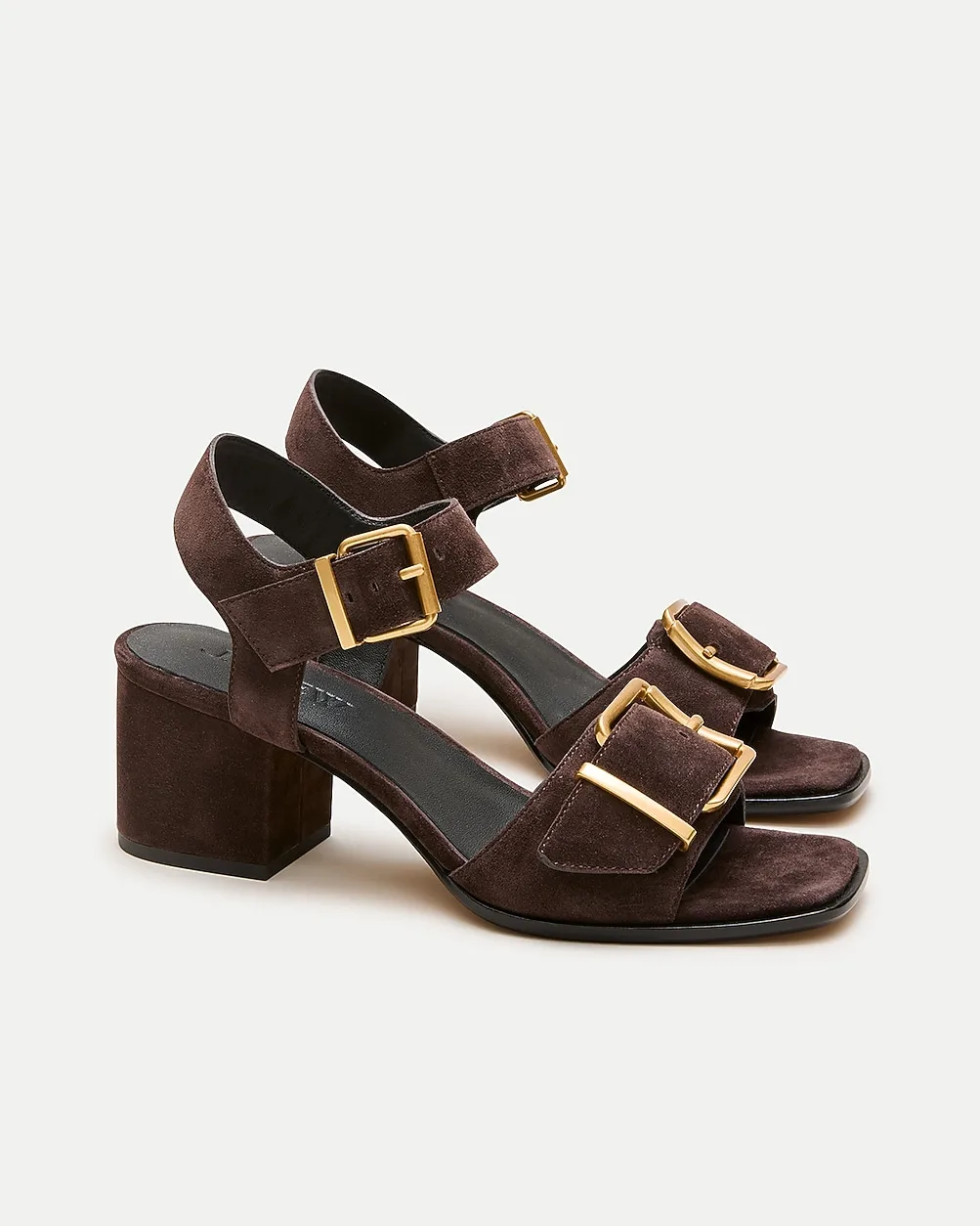 Dylan Buckle Block-Heel Sandals in Suede