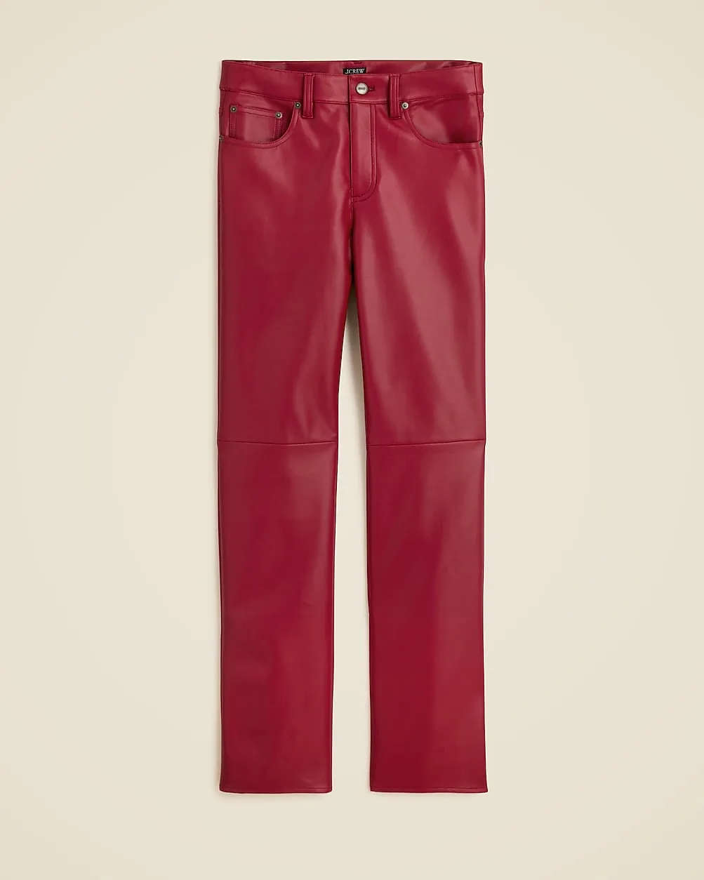 Nipped Straight Pant in Faux Leather